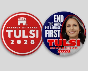 Tulsi Gabbard Presidente 2028 Pin Botones Político Republicano Trump MAGA Hawaii - Imagen 1 de 1