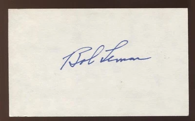 Bob Lemon Signed 3x5 Index Card Vintage Autographed Baseball Signature - Image 1 of 2