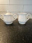 Federalist White Creamer And Sugar Bowl With Lid Ironstone Japan 4238