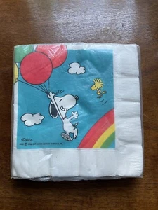 Vintage Snoopy Peanuts Woodstock Hallmark Rainbow Napkins Unopened Package of 15 - Picture 1 of 6