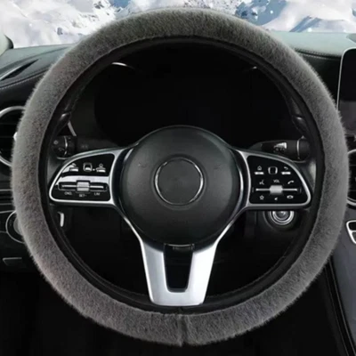 Car Steering Wheel Cover Non Slip Protector Decoration Winter Thick Plush Warm - Image 1 of 4