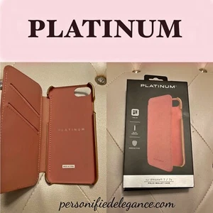 NUEVO Funda Billetera Folio Platino Rosa Cuero Sintético iPhone SE2/8/7/6s/6 $40 - Imagen 1 de 12