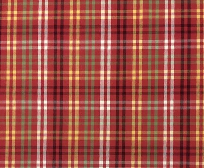 OUTDURA HAVEN SUNDANCE CANVAS PLAID RED GREEN OUTDOOR FABRIC BY THE YARD 54"W - Image 1 of 4