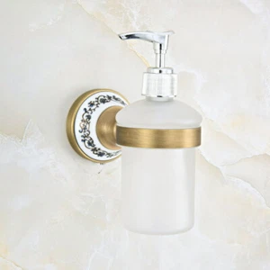 Antique Brass Wall Mount Bathroom Accessory Soap Pump Liquid Dispenser Gba814 - Picture 1 of 6