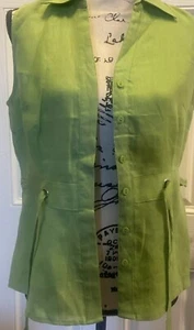 Saint Tropez West Sz  S GreenLinen Sleeveless Line - Picture 1 of 2
