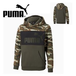 PUMA Junior Hooded Camo Sweatshirt Kids Boys Girls Hoodie Hoody Top 8-13 Years