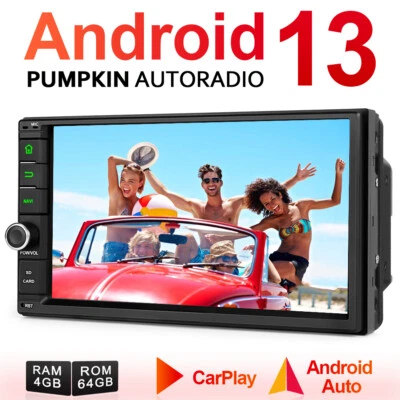 Pumpkin 4GB 64GB 7" Autoradio Android 13 GPS Navi 2 DIN USB WiFi DAB Touchscreen - Bild 1 von 4