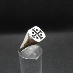 Jerusalem Kreuz Siegelring 925 Sterling Silber Christ Kreuzritter Herren Geschenk - Bild 1 von 10