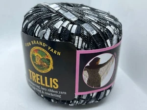 Lion Brand Trellis #301 Night Life -Black White Silver Grey Ladder Yarn 50g 115y - Picture 1 of 7