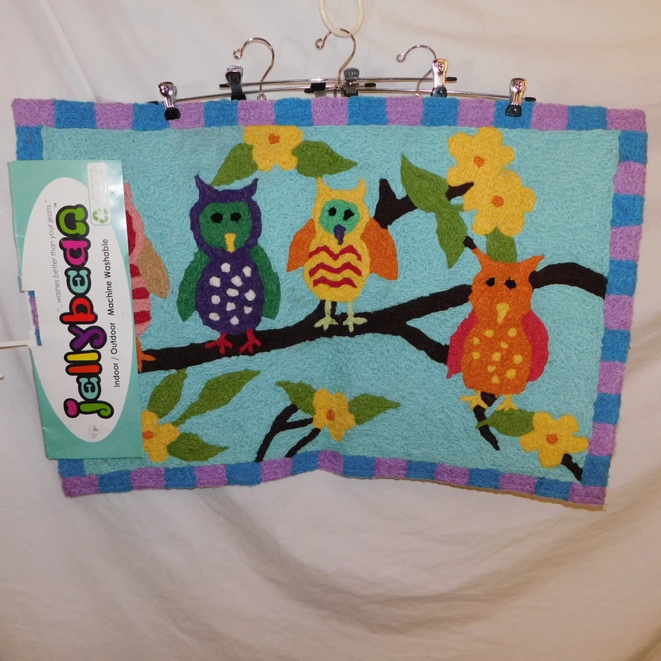 Nueva alfombra de acento Jellybean Owls interior exterior habitación de niños colorida 22"x34" Foto 1 de 4