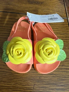 NWT Janie and Jack Coral Curl Floral Pool Slide Sandals Shoes Size 4 Toddler - Picture 1 of 4