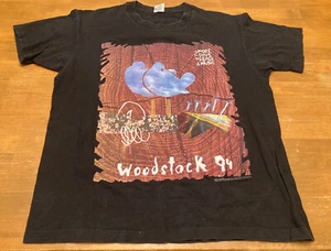 Woodstock 1994 T-Shirt Black XL Vintage 90's Band List On Back EUC EVC Nice! - Picture 1 of 5