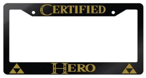 Certified Hero Glossy Black License Plate Frame Legend Of Zelda - Picture 1 of 1