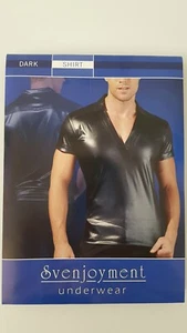 Polo Noir Brillant Effet Mouillé Svenjoyment Taille L - Picture 1 of 3