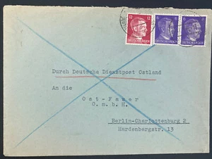 1944 Kauen Germany Ostland Dienstpost Cover To Berlin - Picture 1 of 2