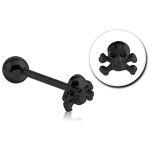 Piercing Barbell BLACKLINE Totenkopf Skull Zungenpiercing Zungenstecker Ohr - Bild 1 von 1