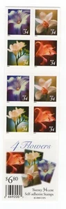 2001 34 cent Flowers booklet of 20 Scott #3490e, Mint NH - Picture 1 of 1