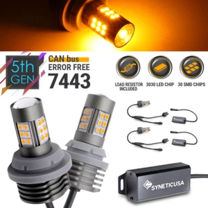 5th GEN Error Free 7443 Amber Yellow Turn Signal LED Light Bulbs Kit - Picture 1 of 6