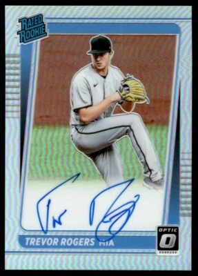 2021 Donruss Optic Rated Rookie Signatures HOLO Trevor Rogers Auto Miami Marlins - Image 1 of 2