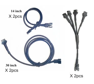 Extensión de cableado negro de 30 pulgadas y 14 pulgadas y arnés de 4 vías para motocicletas Leds - Imagen 1 de 11
