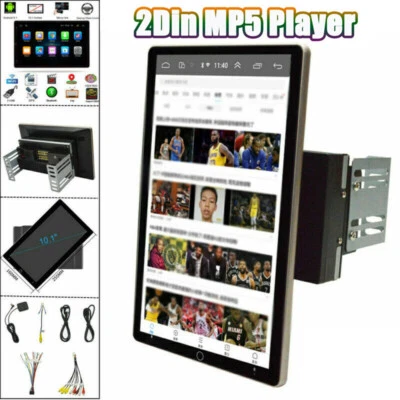 10.1'' 2DIN Rotatable Android 12 Car GPS Stereo Touch Screen Radio WIFI Player - Image 1 of 4