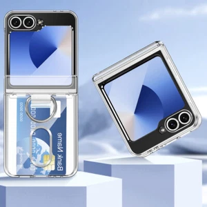 For Samsung Z Flip6 Flip5 Shockproof Ring Holder Credit Card Slot PC Case Cover - Picture 1 of 29