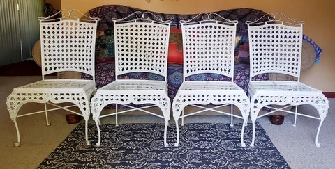 Wicker & Wrought Iron Chairs, 4 Dining, Art Nouveau, Conservatory French Country Cover