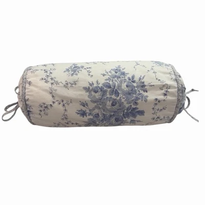 Laura Ashley Blue And White Toile Bolster Pillow In MINT CONDITION - Image 1 of 4