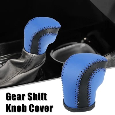 Blue Faux Leather Gear Shift Knob Cover for Toyota C-HR 2018-2019 Blue Stitches - Image 1 of 4