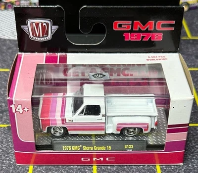 M2 Machines O'Reilly Exclusive 1976 GMC Sierra Grande 15 S123 O'Reillys Pink HTF - Image 1 of 4