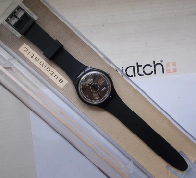 自动 SWATCH 黑色 MOTION '91 完好 - 盒装 WOW 罕见 L@@K 复古 — 第 1/4 张图片