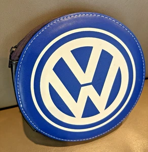 Volkswagen VW Logo Blue & White Round CD DVD Case Holder - Picture 1 of 6