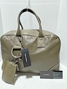 NEW Dolce&Gabbana Miss Ice Large Olive Green Leather Zip Pouch Tote Bag Handbag - Picture 1 of 17