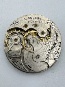 Vintage Elgin 6s 15J Grade 295 Pocket Watch Movement - Runs - Picture 1 of 6