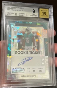 Boleto de novato Panini Contenders Cracked Ice 2021 Jaelan Phillips automático/21 BGS 9 - Imagen 1 de 4
