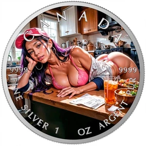Canada 2025 After Running Naughty Sexy Girl 1 oz colorized silver coin - Imagen 1 de 5