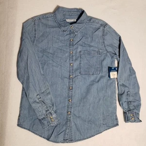 NEW Arizona Chambray Long Sleeve Shirt Womens Small S Blue Pocket Button Up NWT - Picture 1 of 9