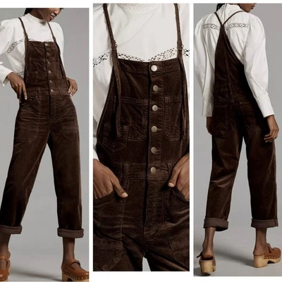 Anthropologie Pilcro Painters Corduroy Overalls Cord Brown Size Medium NEW - Image 1 of 4