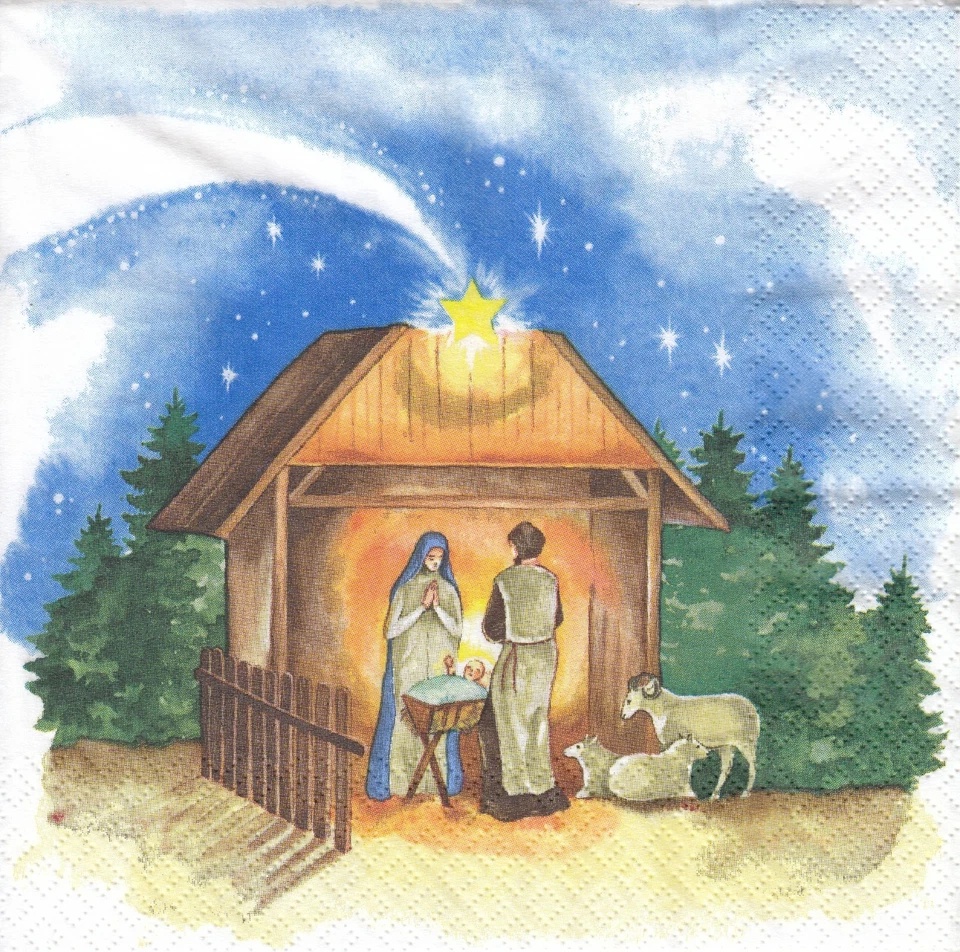 4 Tovaglioli di Carta Lunch Tovaglioli (G4-9) Presepe Natale Gesù Nascita - Immagine 1 di 1