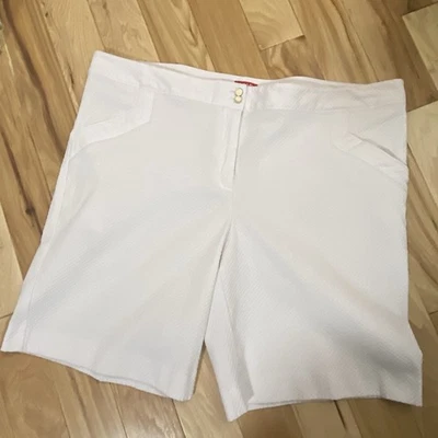 Pantalones Cortos Izod Mujer 16 Blancos 4 Bolsillos Cremallera Botones Esmaltados Mezcla Algodón Resort Foto 1 de 4