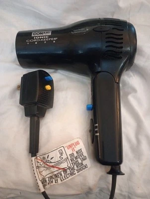 🔥Conair Cord Keeper 1875 Watt Foldable Hair Dryer Retractable Cord Dual Voltage - Image 1 of 4