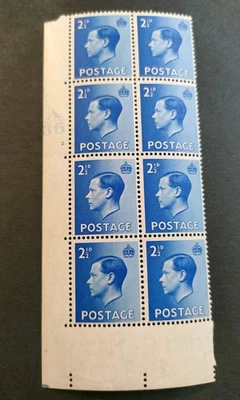 GB KEVIII 1936 2.5d bright blue. SG460. Control A36 Cylinder 2 dot. MNH blk of 8 — 第 1/2 张图片