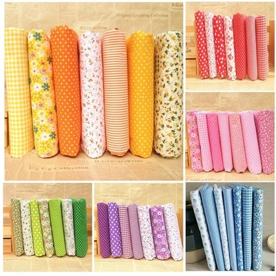 7 Stück Stoffpakete Patchworkstoffe Patchworkstoffe Baumwolle Stoffreste Reste - Bild 1 von 4