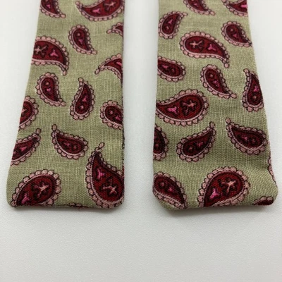 复古 Bowtie Lowe 蝴蝶结原装绿色红色佩斯利经典蝙蝠翼可调节 — 第 1/4 张图片