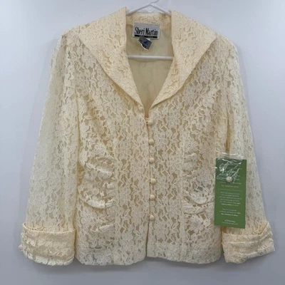 Blazer Top Sheri Martin Vintage NUEVO Cuello Encaje Crema Elegante Cottage Fairy 6 Foto 1 de 4