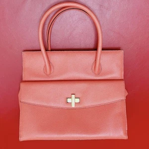 Celine Orange Leather Handbag Designer Purse Shoulder Bag Tote Bag Luxury - Picture 1 of 10