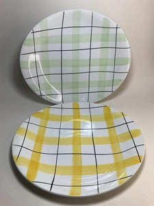 2 x 1950,s Hand Decorated Studio Ware Striped Oval Meakin Style Plates Platters - Picture 1 of 5