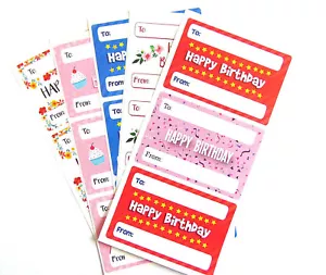 Alles Gute zum Geburtstag Geschenk und Geschenk Etiketten bunte Etiketten Aufkleber 10 Design Auswahl - Bild 1 von 11