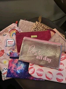 Lot of 9 Ipsy Glam Bag Empty Makeup Pouches Zip Snap Graphics Travel Organize - Picture 1 of 7
