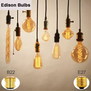 Dimmable Edison Bulbs E27 Screw B22 Bayonet Cap Antique Filament Industrial Bulb - Picture 1 of 44